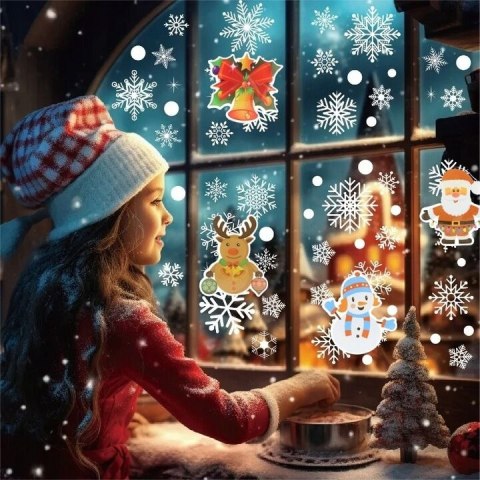 Żelowa naklejka na okno szybę świąteczna święta MIKOŁAJ BAŁWANKI M. V2