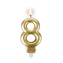 Świeczka 24szt. cyfra złota ,,8''