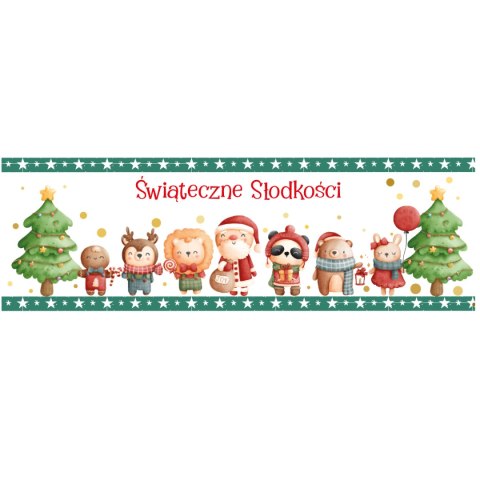 Pralinki - skarbonka z wciskanym wieczkiem i uchwytem " Świąteczne słodkości " - zielone - 10szt.