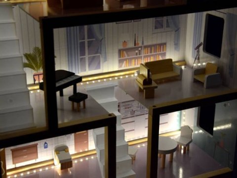 Drewniany domek dla lalek w stylu Boho led | ZA4131