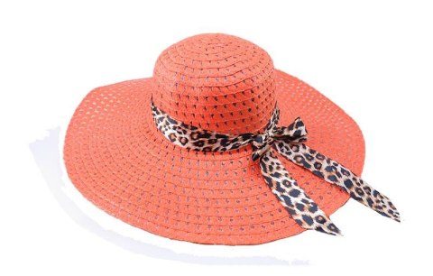 Kapelusz damski z kokardą w panterkę