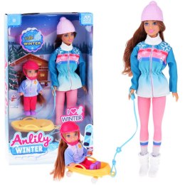 Lalka 30cm i laleczka 12cm na sankach zimowe sporty Anlily | ZA4765