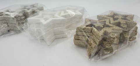 Zawieszki gwiazdki styropianowe brokatowe 10 szt. 471