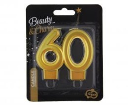 Świeczka B&C cyferka 60, metalik złota, 8.0 cm PF-SCZ60