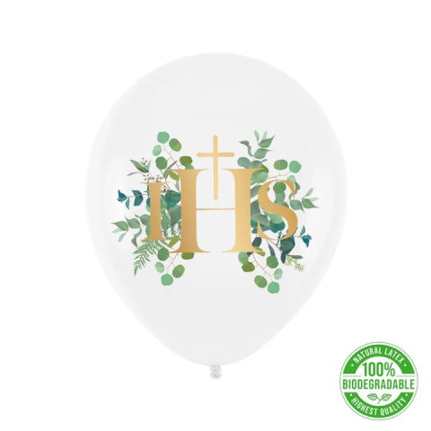 Balony komunijne biodegradowalne IHS Eukaliptus 12cali 100szt. 129623