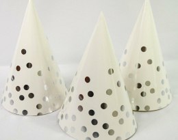Czapeczka 12szt papierowa srebrne kropki 8120 Ozdboż-0015kropkisr