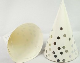 Czapeczka 12szt papierowa srebrne kropki 8120 Ozdboż-0015kropkisr