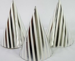 Czapeczka 12szt papierowa srebrne paski 8151 Ozdboż-0015pasysr