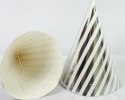 Czapeczka 12szt papierowa srebrne paski 8151 Ozdboż-0015pasysr