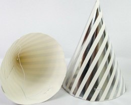 Czapeczka 12szt papierowa srebrne paski 8151 Ozdboż-0015pasysr