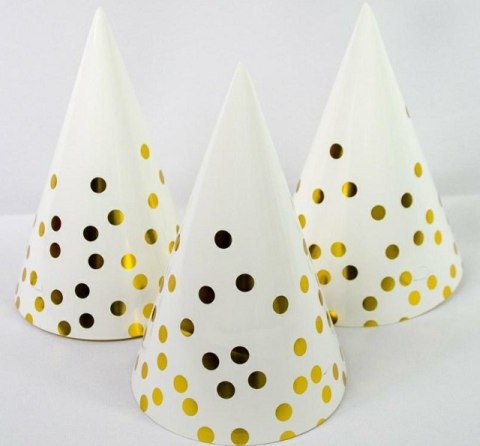 Czapeczka 12szt papierowa złote kropki 8137 Ozdboż-0015kropkizł