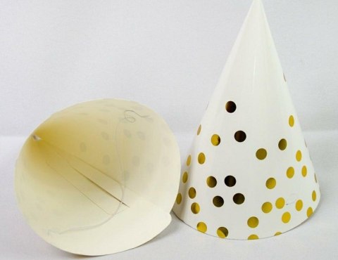 Czapeczka 12szt papierowa złote kropki 8137 Ozdboż-0015kropkizł