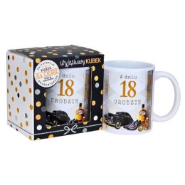 Kubek na 18 urodziny dla mężczyzny (czarne auto) 3309-UR15-18