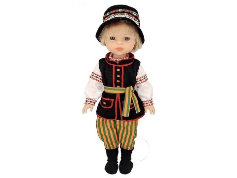 Lalka chłopiec 38cm w stroju ludowym z polskim głosem śpiewa i mówi po polsku twarda