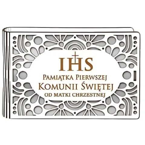 Pudełko na pieniądze banknotówka KOMUNIA - od MATKI CHRZESTNEJ - Ażur 302A-KOM3B-MC