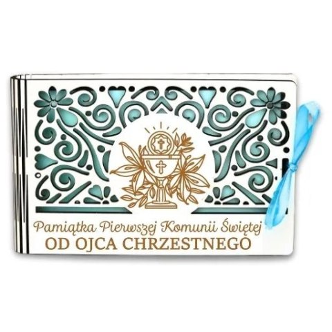 Pudełko na pieniądze banknotówka KOMUNIA - od OJCA CHRZESTNEGO - Ażur 3302A-KOM1N-OC