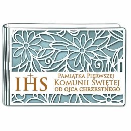 Pudełko na pieniądze banknotówka KOMUNIA - od OJCA CHRZESTNEGO - Ażur 3302A-KOM2N-OC