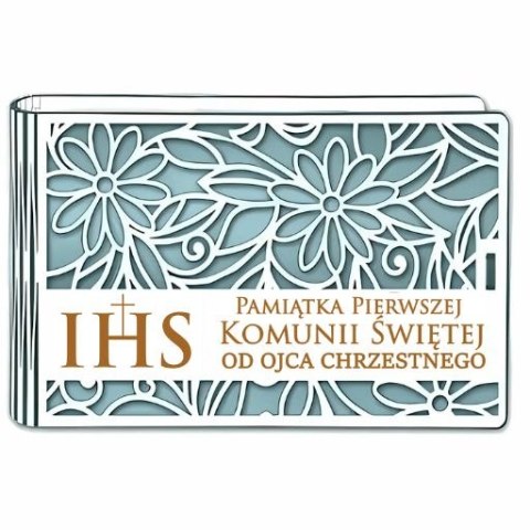 Pudełko na pieniądze banknotówka KOMUNIA - od OJCA CHRZESTNEGO - Ażur 3302A-KOM2N-OC