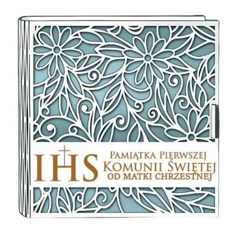 Pudełko na pieniądze kwadrat KOMUNIA - od MATKI CHRZESTNEJ - Ażur 308A-KOM2N-MC