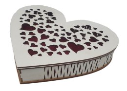 Szkatułka drewniana wycinana serce biała 25 x 20 x 4,5 cm