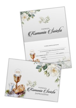 Zaproszenia 5szt. KOMUNIA ŚWIĘTA KIELICH ZAP-3