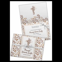 Zaproszenie 5szt. KOMUNIA LIŚCIE ZAP-7