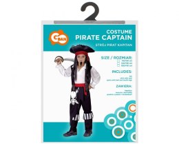 Zestaw dla dzieci Pirat Kapitan (koszula z kamizelką, spodnie z pasem i cholewkami, kapelusz) rozm. 110/120 cm SL-PK11