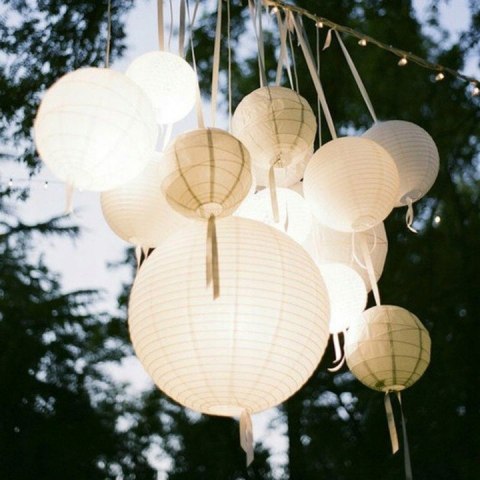 Abażur papierowy lampion biały klosz ślubny impreza dekoracja kula 35 cm PID0490