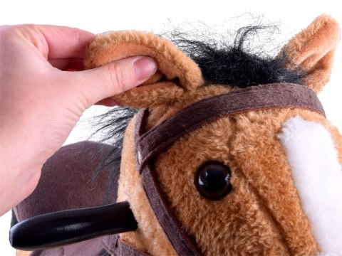 Duży konik beżowy koń na biegunach rży + ruchomy ogon i pysk ZA0052JA