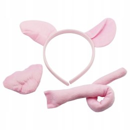 Pluszowy zestaw ŚWINKA / ŚWINIA - opaska + ogon + ryjek