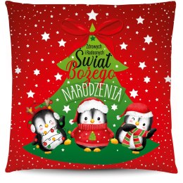Poduszka świąteczna Boże Narodzenie PINGWINY | 3335BN4