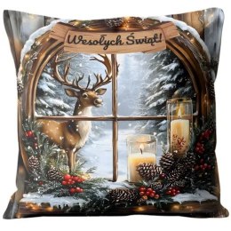 Poduszka świąteczna na mikołajki Boże Narodzenie - Okno