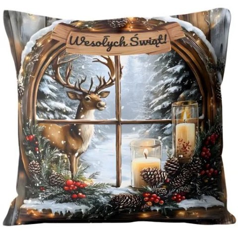 Poduszka świąteczna na mikołajki Boże Narodzenie - Okno