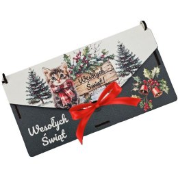 Pudełko na pieniądze świąteczne koperta prezent na mikołajki Boże Narodzenie - KOT ŚWIĘTA