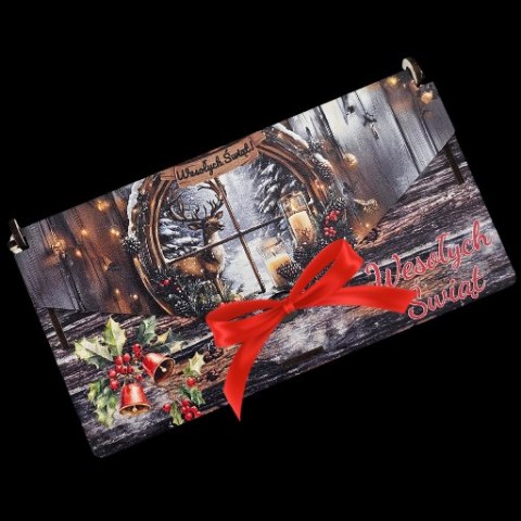 Pudełko na pieniądze świąteczne koperta prezent na mikołajki Boże Narodzenie - OKNO