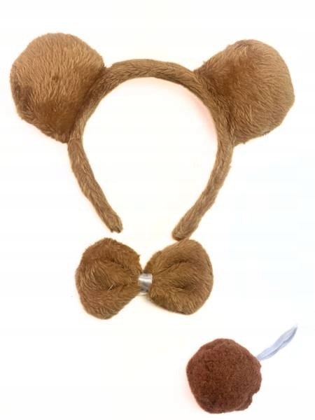 Zestaw przebranie Miś - opaska uszy, muszka, ogon