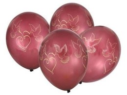 Balony 4szt. złote / bordowe - gołąbki