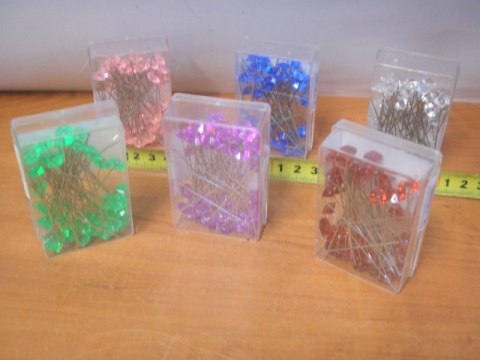 Szpilki ozdobne różowe 50szt diament 54mm 6 paczek SPD54-RO